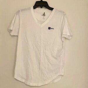 White NYU V-Neck T-Shirt